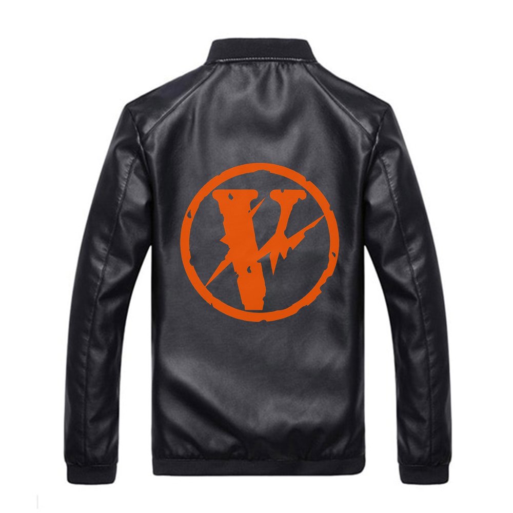 VLONE Logo Black Leather Jacket