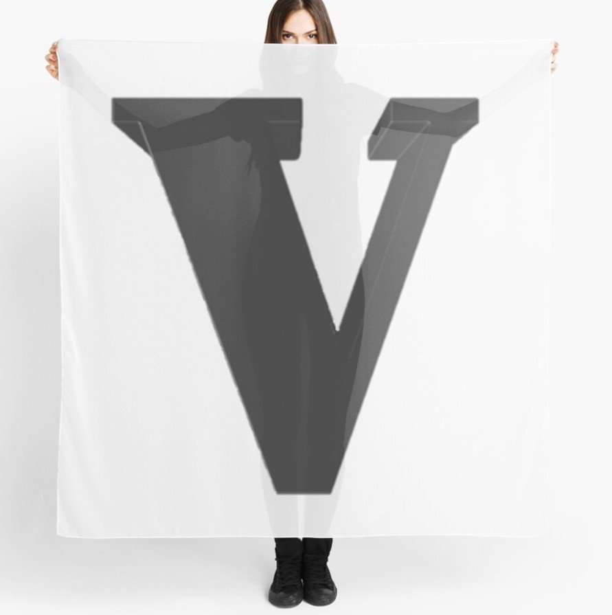 Vlone V Text Printed Logo white Scarf