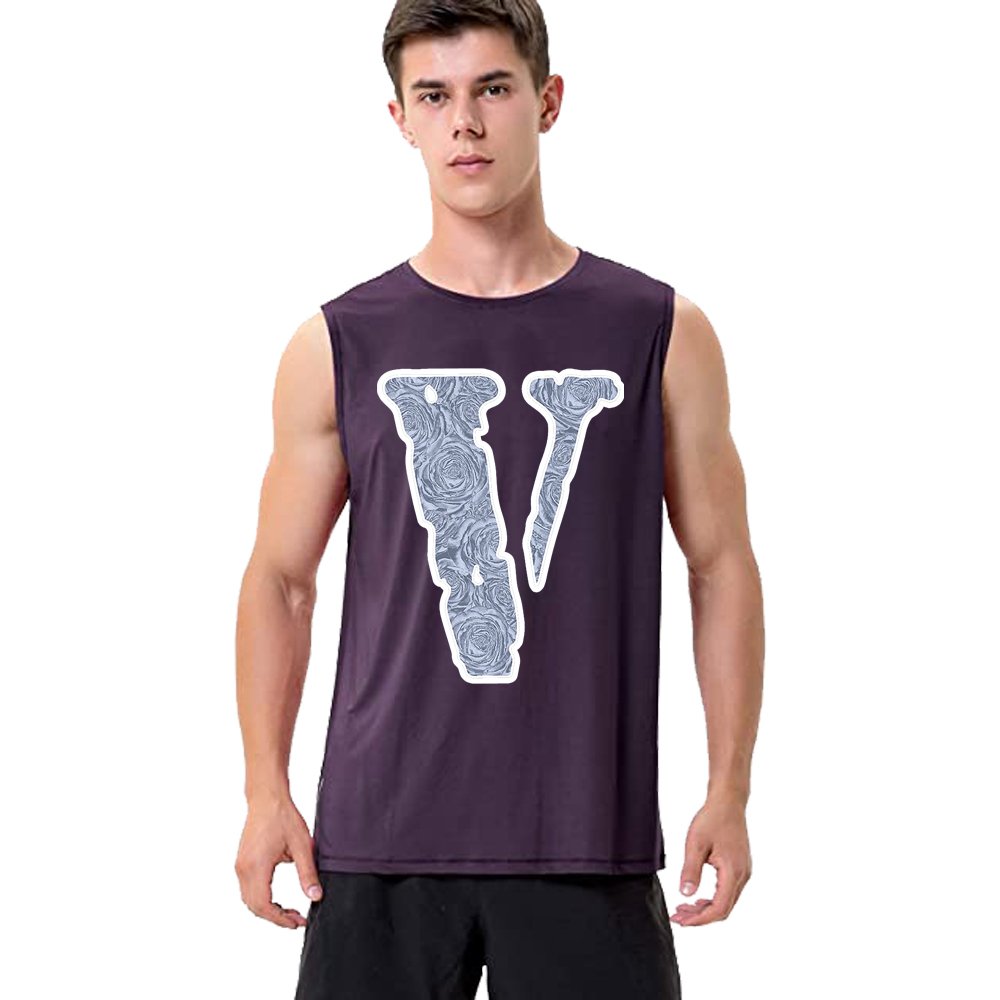Vlone Friend Big V Letter Sleeveless purple Shirt