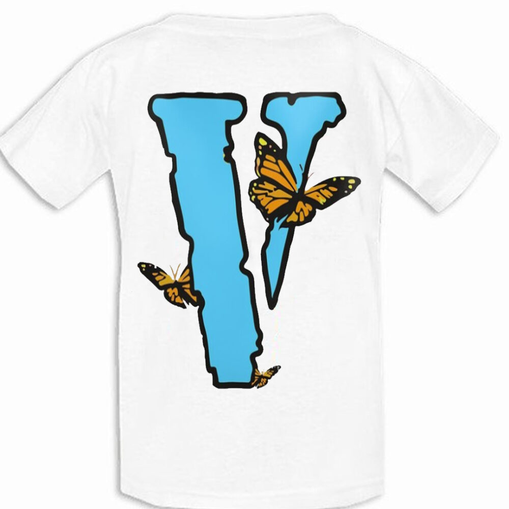 Vlone Blue Butterfly T-Shirt White Back