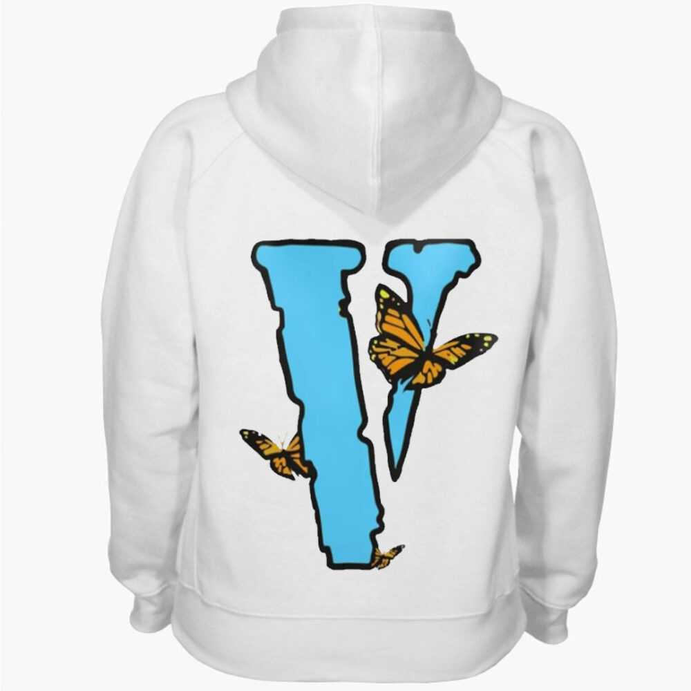 Vlone Blue ButterFly Hoodie White back