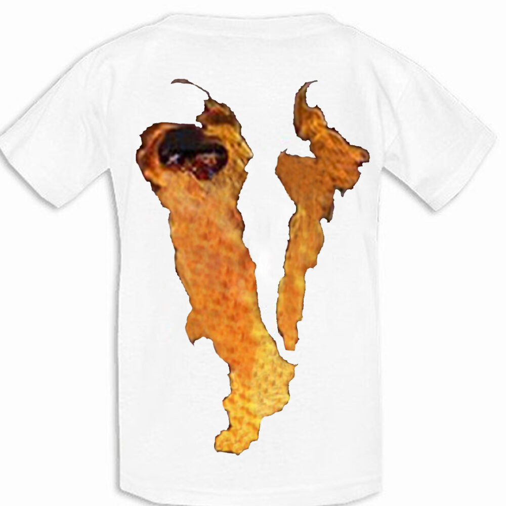 Vlone Flaming Friends- Printed V T-Shirt White-Back