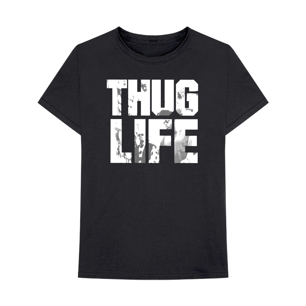 Thug Life Album Art T-Shirt,Vlone x Tupac collaboration, aying homage to Tupac Shakur's fearless spirit and iconic style."