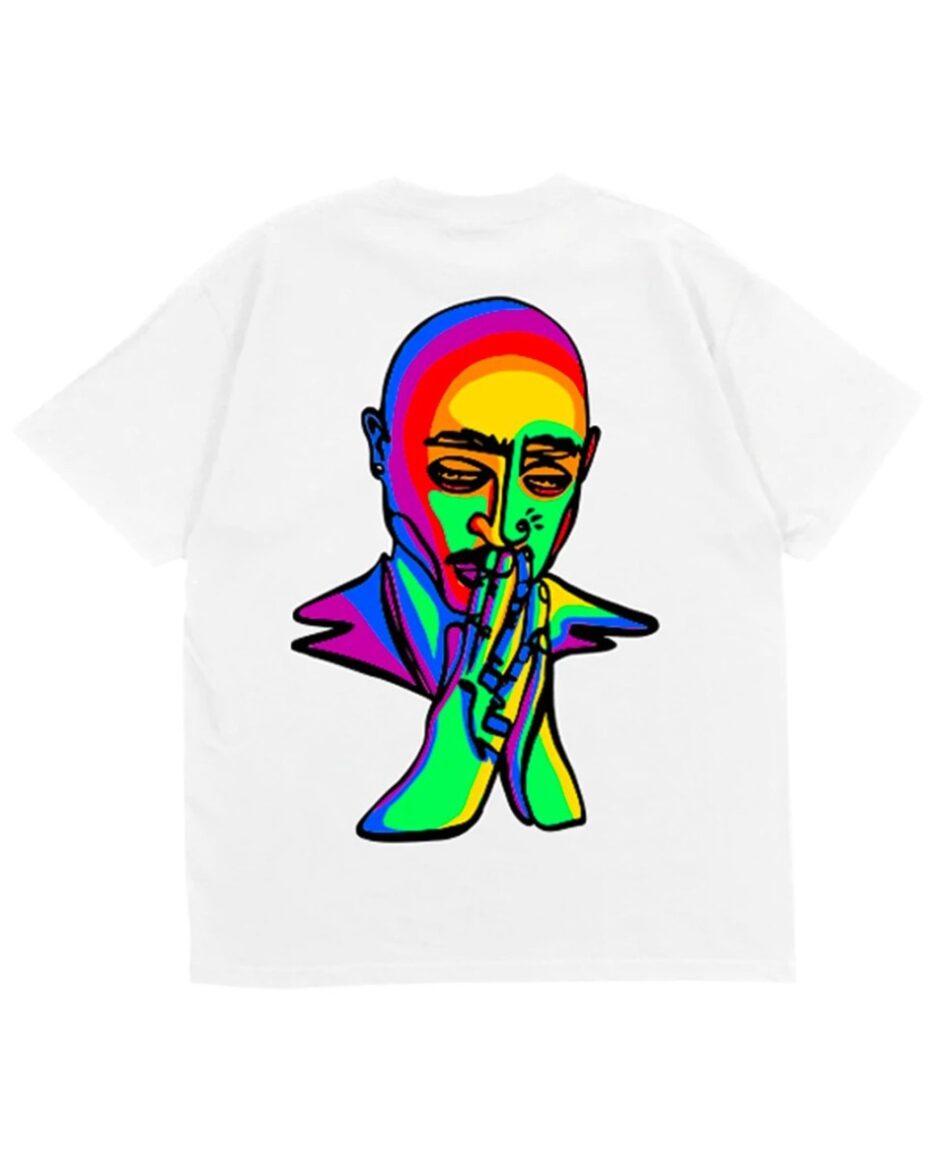White Pride Month Tee, 2Pac logo and design tee,celebrating diversity and inclusion in honor of Pride Month.
