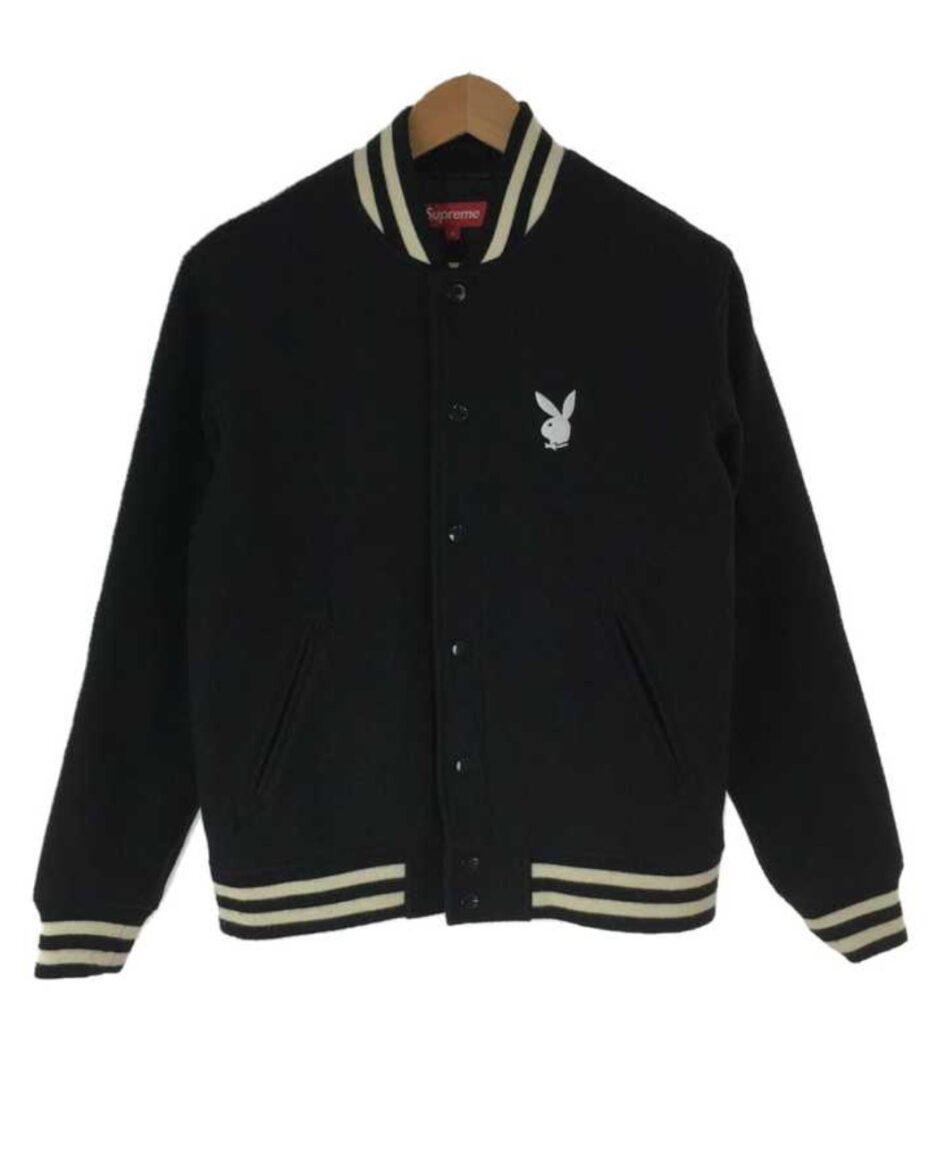 Playboy Varsity Jacket, Black Playboy Varsity Jacket, with iconic bunny logo embroidery and classic varsity design.