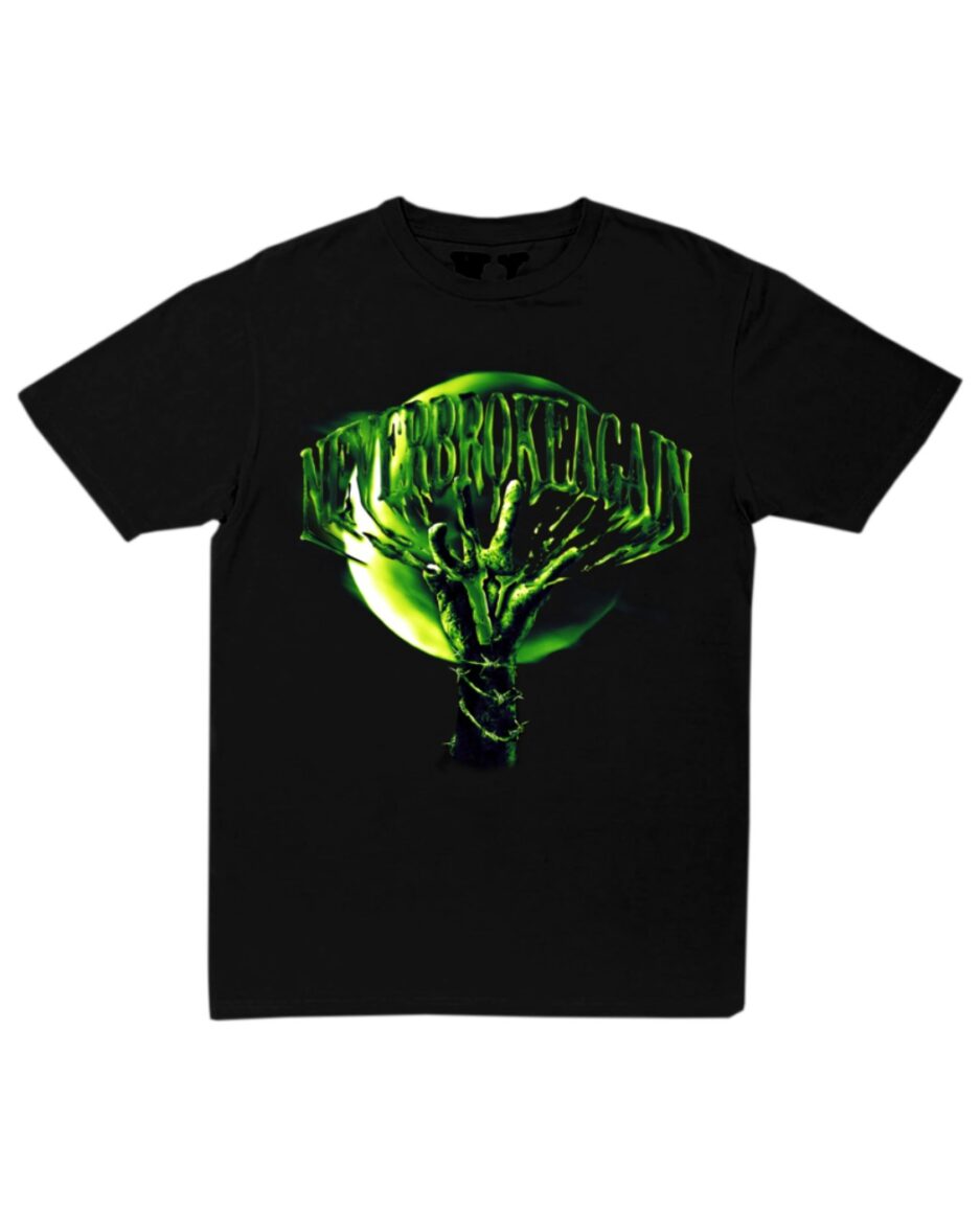 NeverBrokeAgain Vlone Slime T-Shirt – Black, NeverBrokeAgain Black T-Shirt, that features a design from the collaboration.