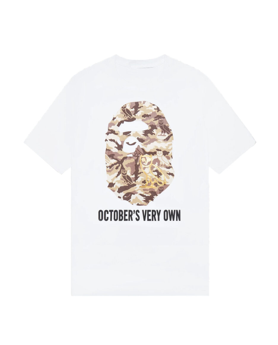 OVO x Bape Ape Head T-Shirt – White-Front