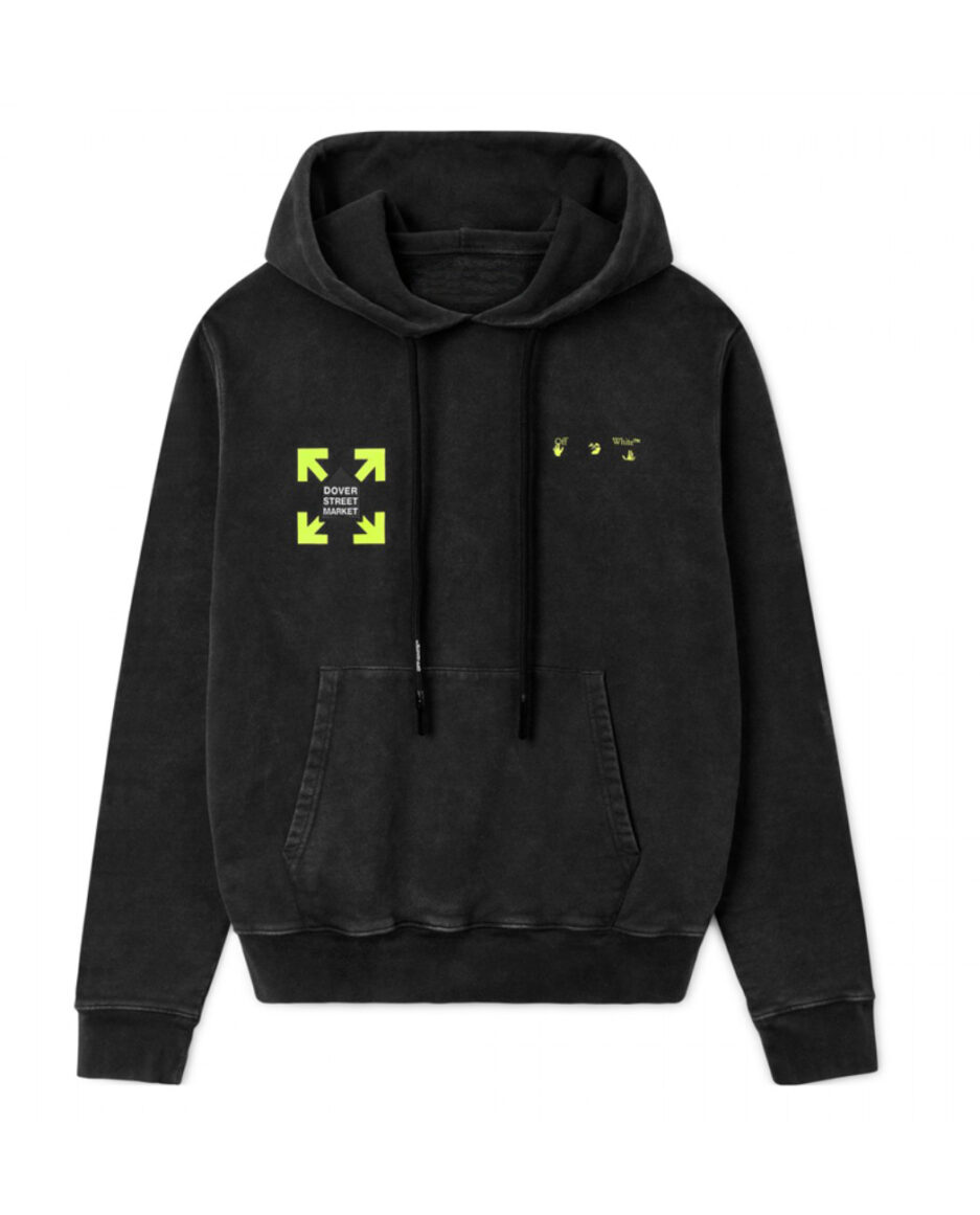 Off-White Dover Street Market Covered in Yellow Fluro Hues Hoodie – Black-Front
