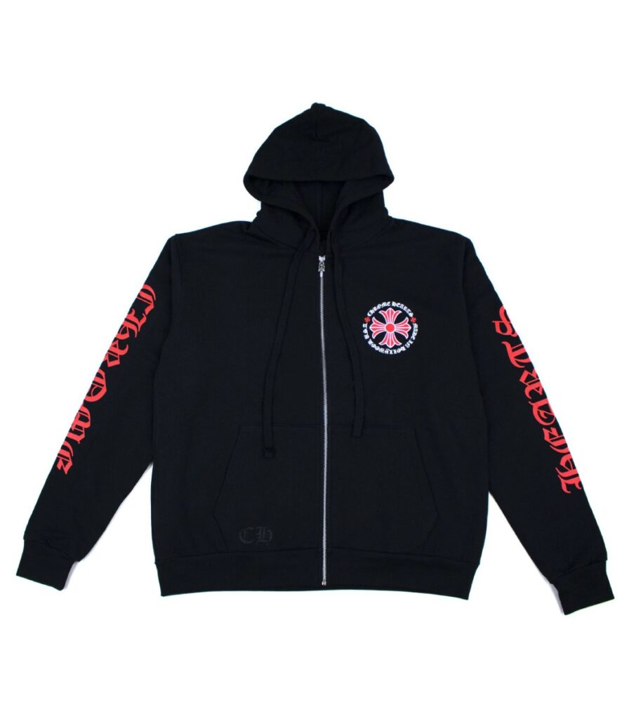 Chrome Hearts Made In Hollywood Plus Cross Zip Up Hoodie – Black-Front
