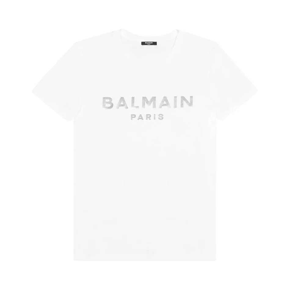 Balmain Foil T-Shirt Blanc/Argent