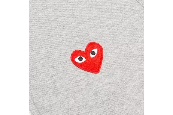 CDG Play Red Multi Heart Zip Up Sweatshirt Grey
