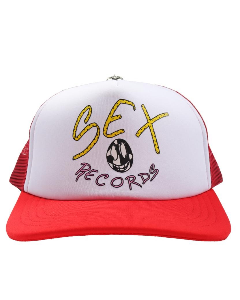 Chrome Hearts Matty Boy Sex Records Logo Trucker Hat – Red-White