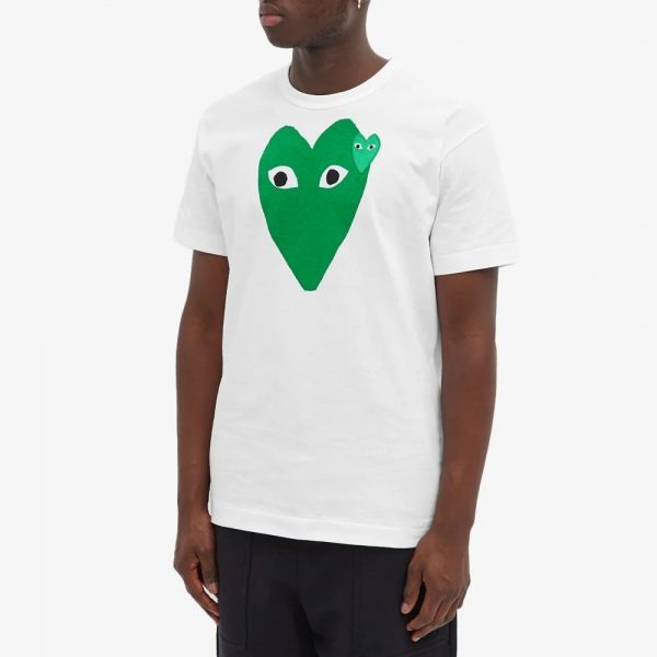 Comme Des Garcons Play Double Heart Tee – Green