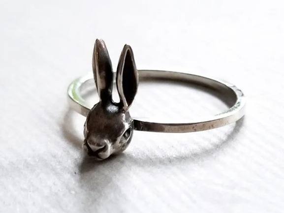 Silver Playboy Bunny Ring Rabbit Jewelry