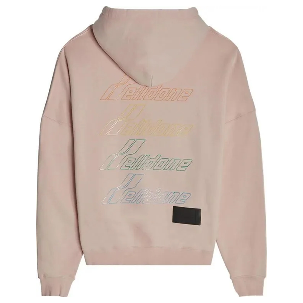We11done Iridescent Logo Hand Bleached Hoodie – Pink